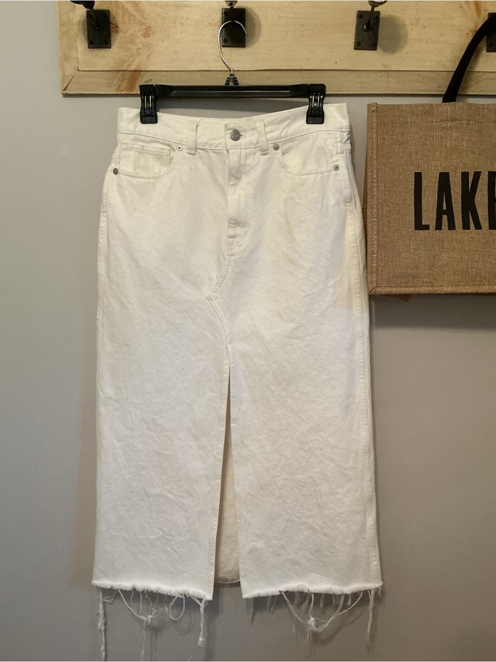 MADEWELL The Rilee Denim Midi Skirt, Size 27
